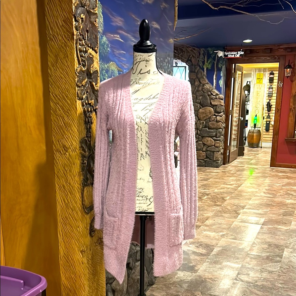 NWT Hippie Rose Pastel Pink Open Drape Cardigan Sweater